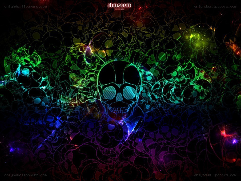Neon skull pattern wallpaper