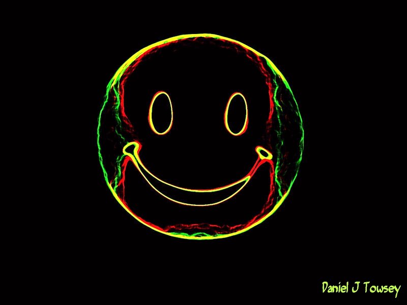 neon smiley face art