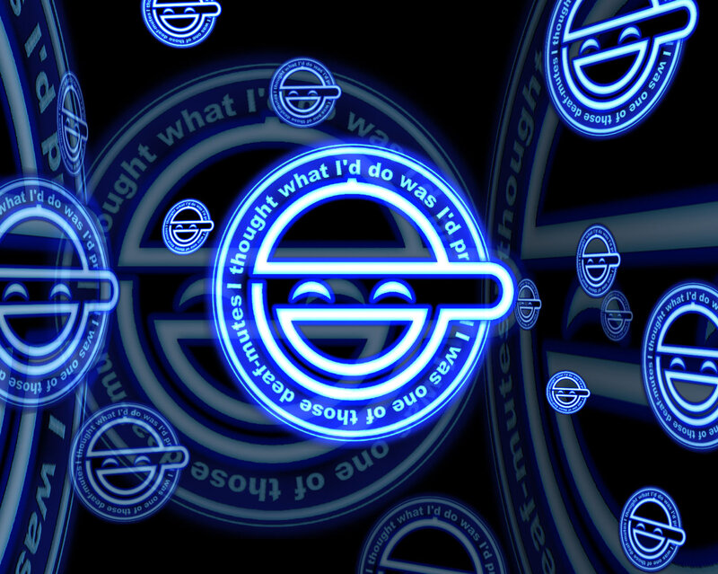 Neon smiley logo pattern