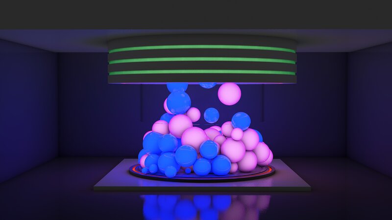 Neon spheres in dark room