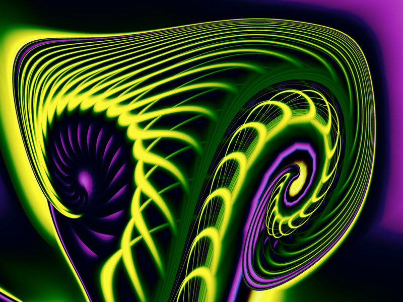 Neon spiral fractal art