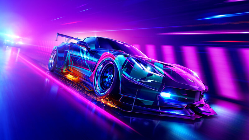 Neon Sports Car — Purple, Dynamic