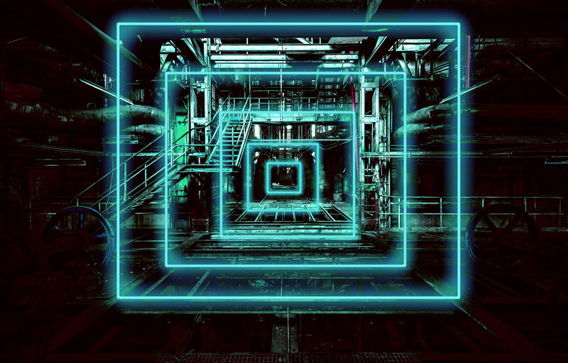 Neon Squares in Factory