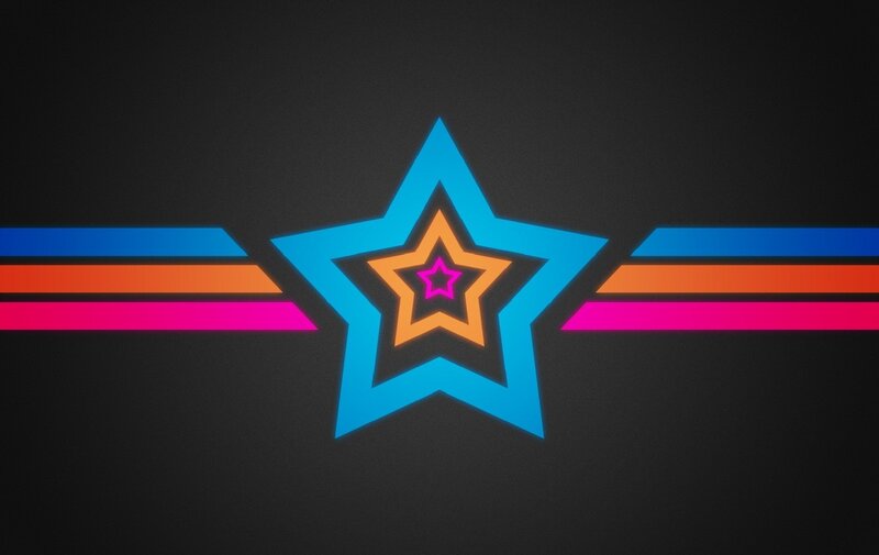 neon star graphic with stripes