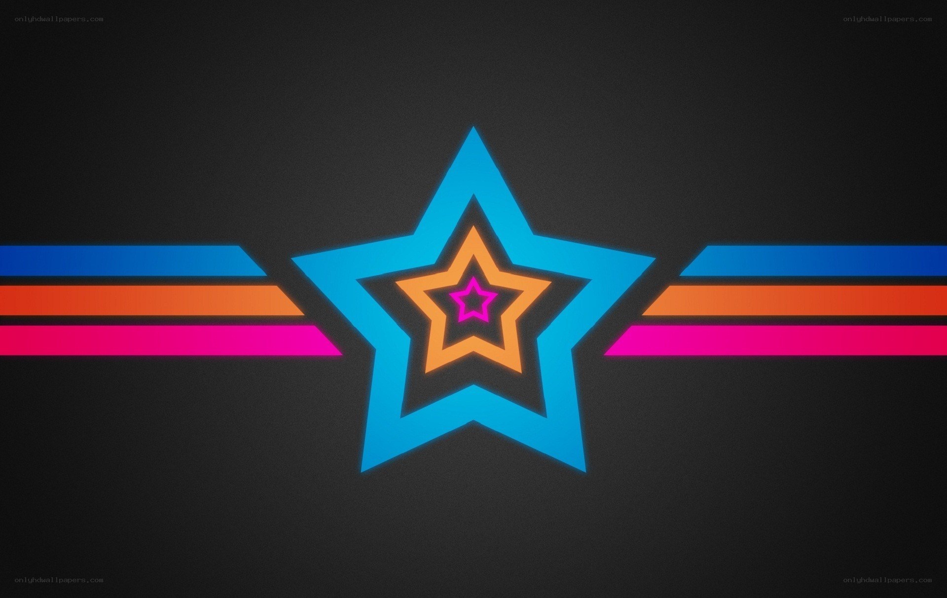 neon star graphic with stripes