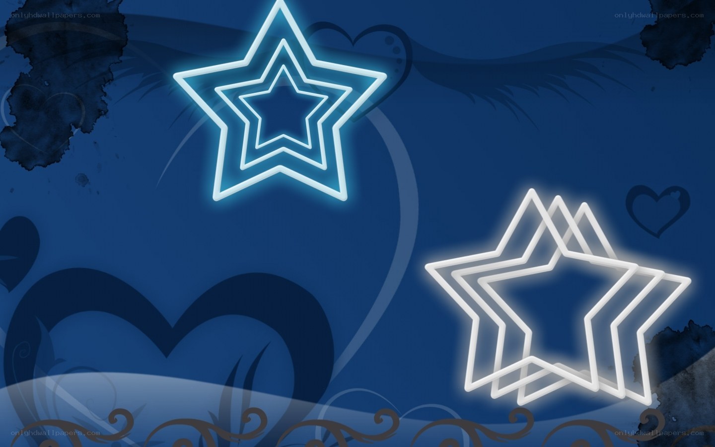 neon stars on blue background