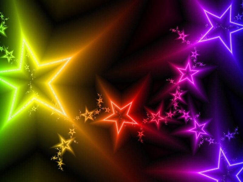 Neon Stars on Dark Background