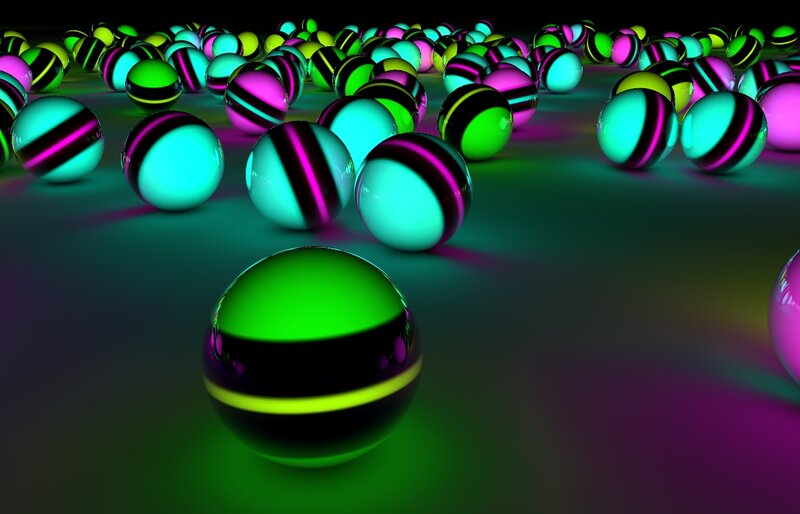 Neon striped spheres