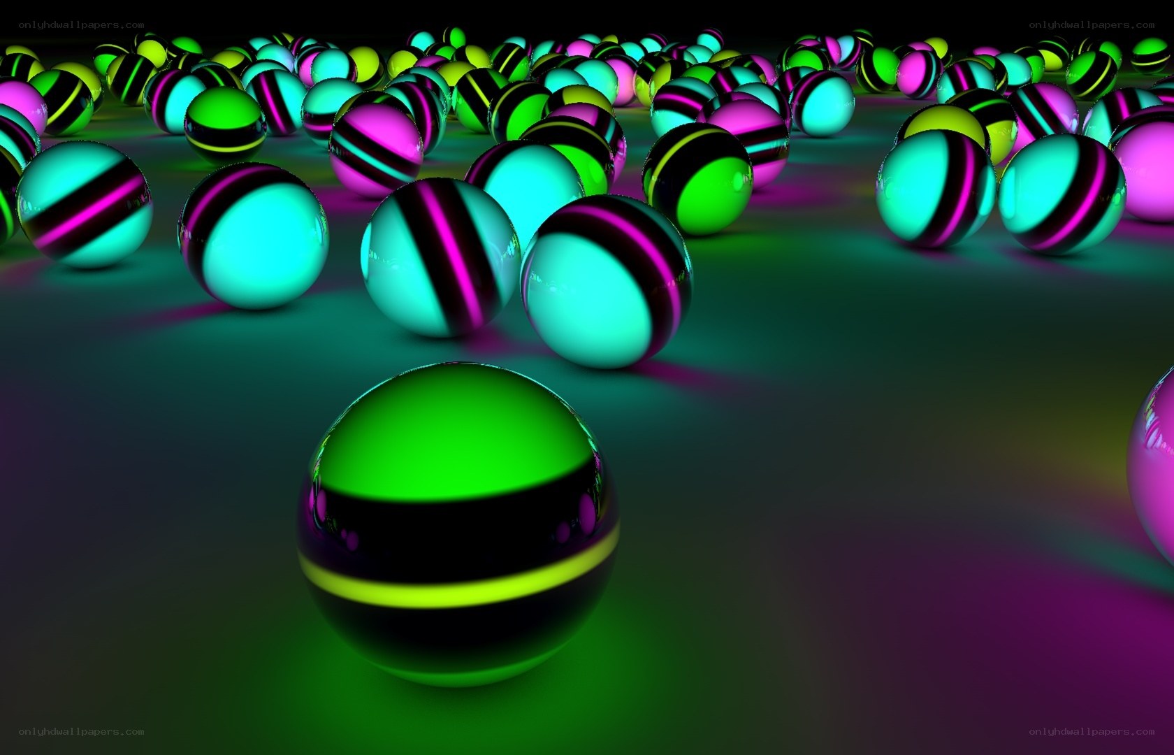 Neon striped spheres