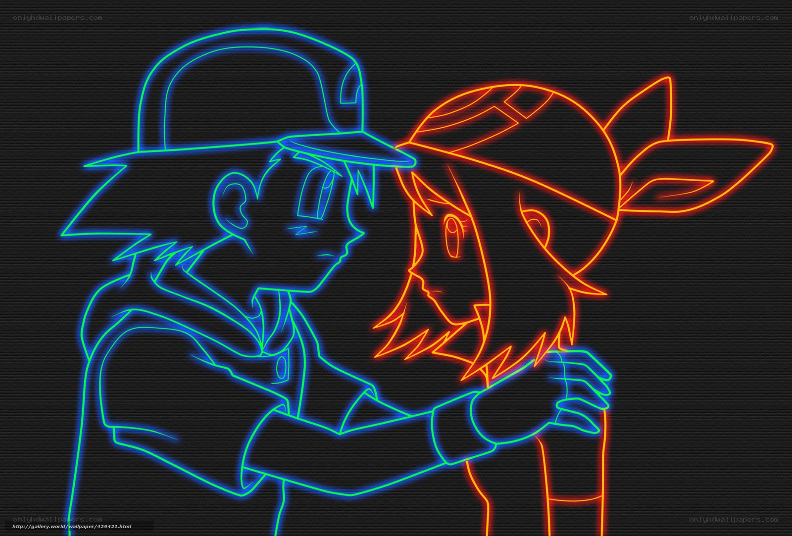 Neon-style Pokémon characters