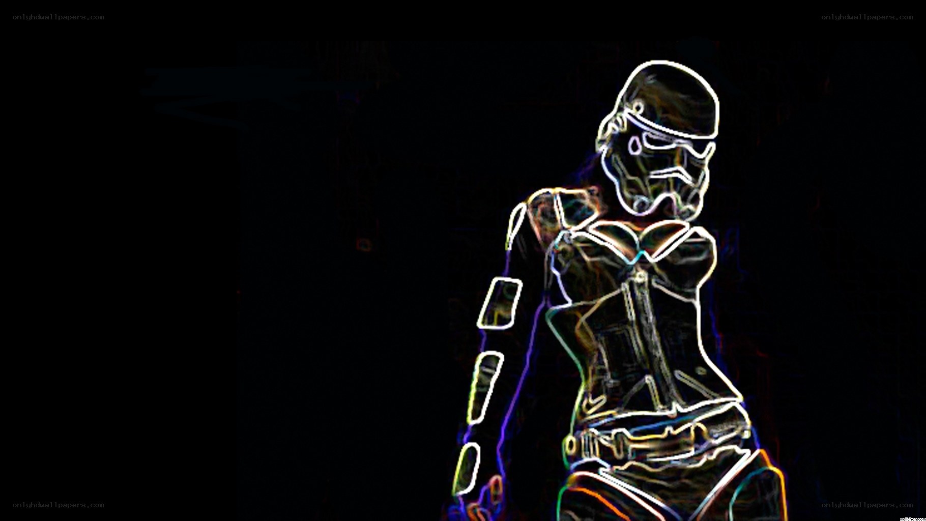 neon-styled stormtrooper figure