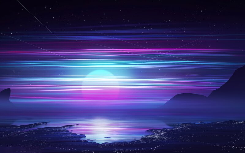 Neon Sunset over Water