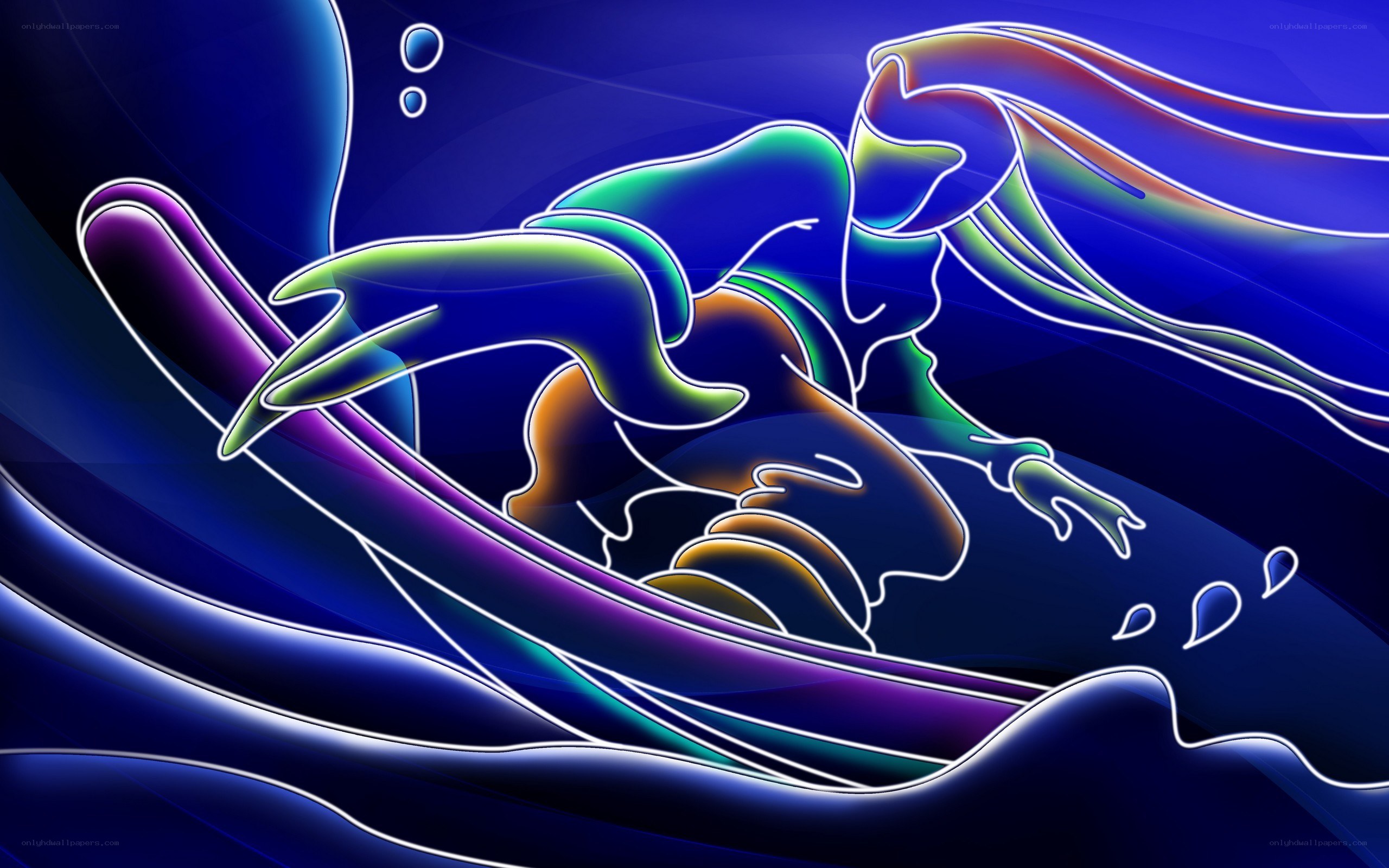 neon surfer on a wave
