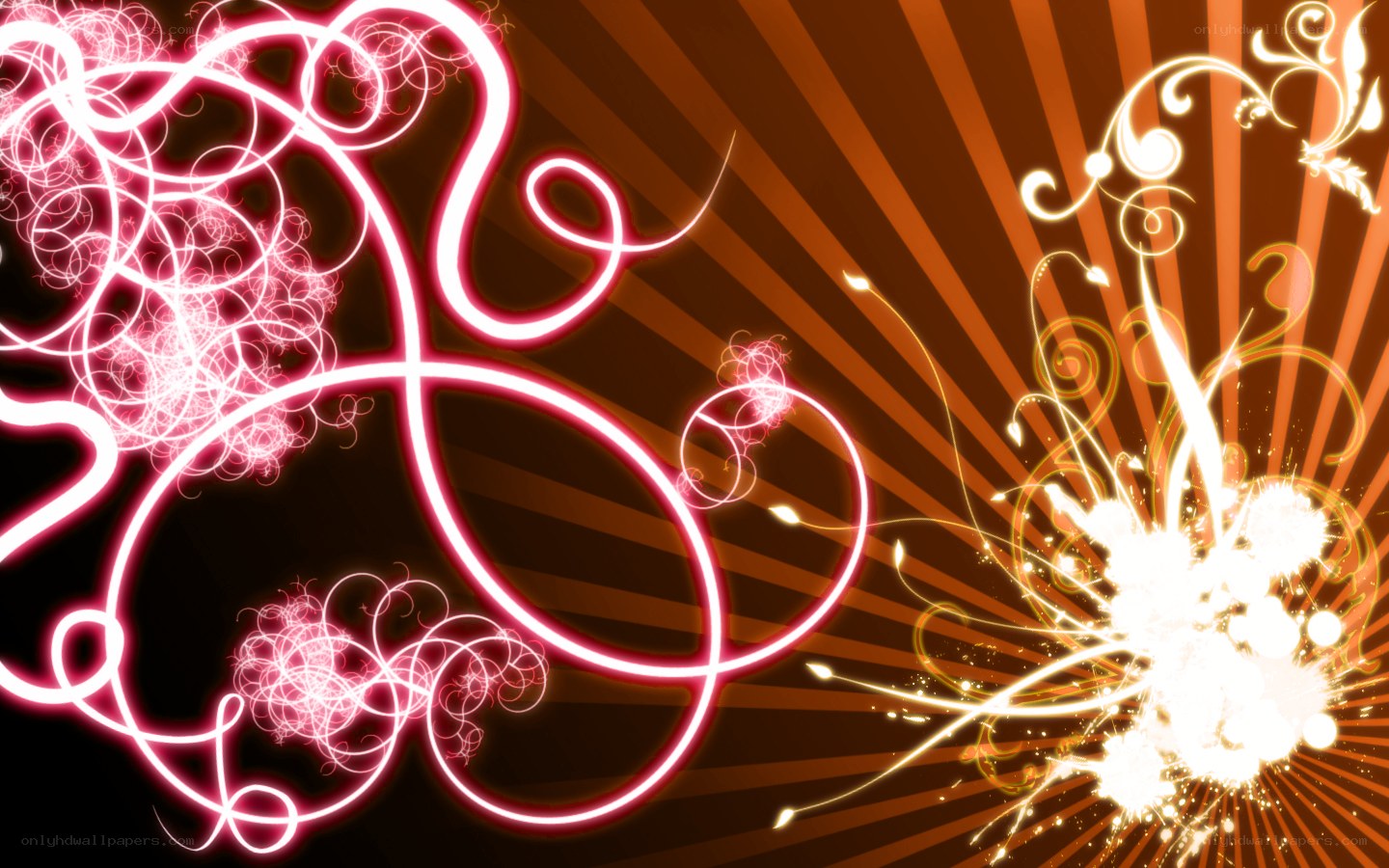 neon swirls on brown background