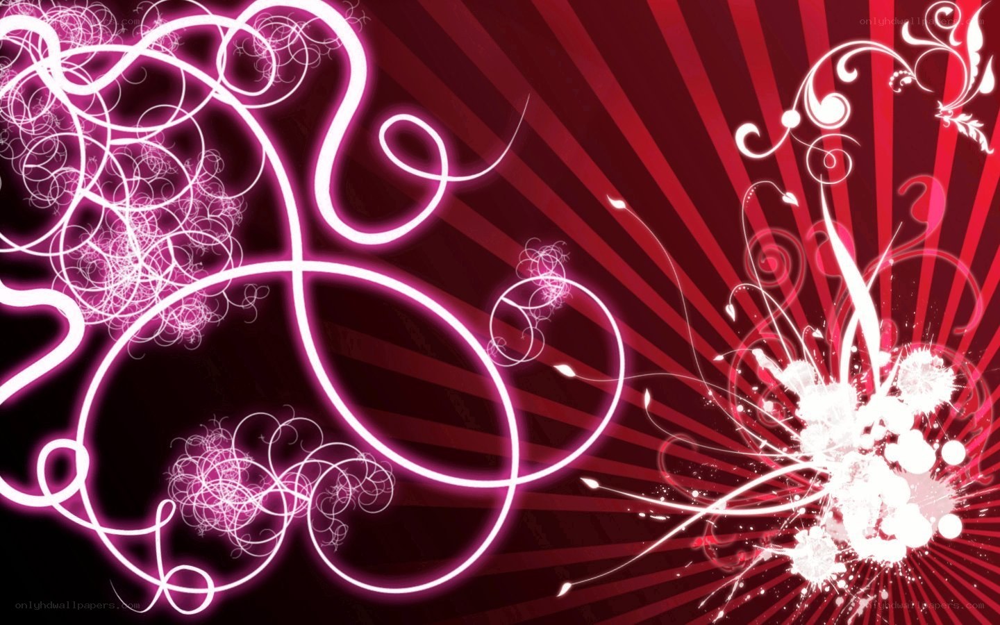 neon swirls on red background