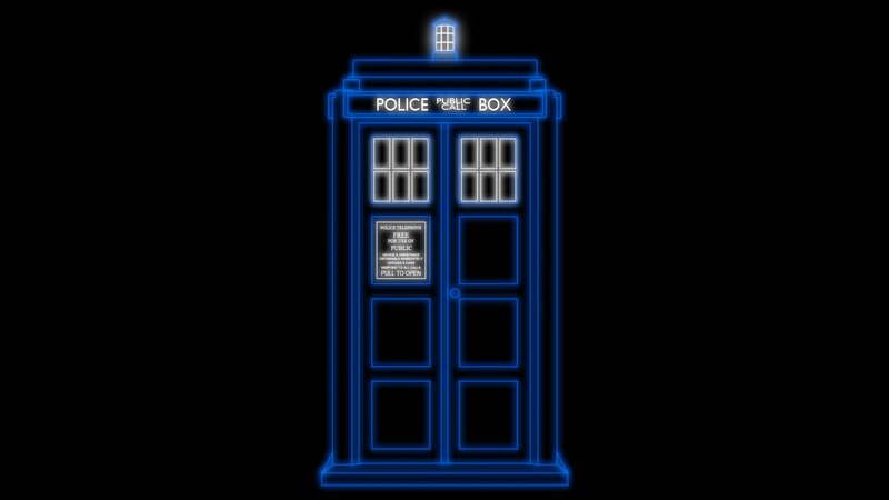Neon TARDIS silhouette