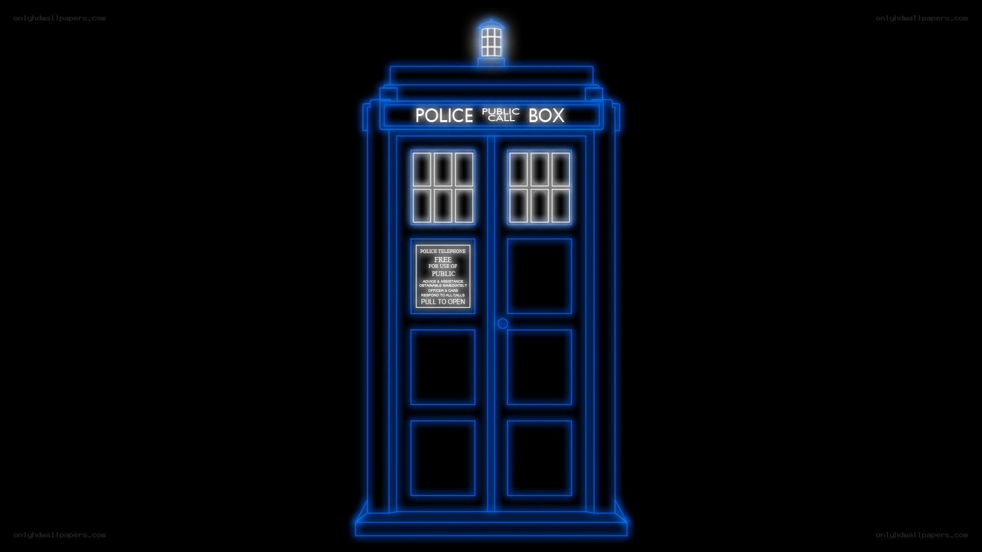 Neon TARDIS silhouette