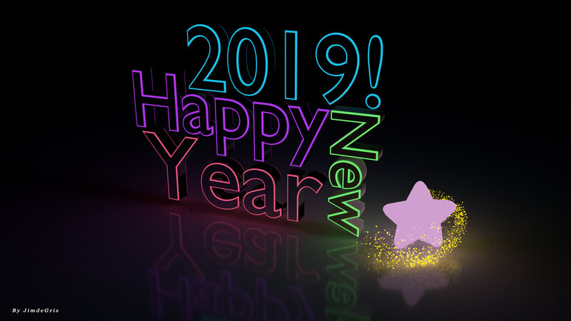 Neon Text and Star