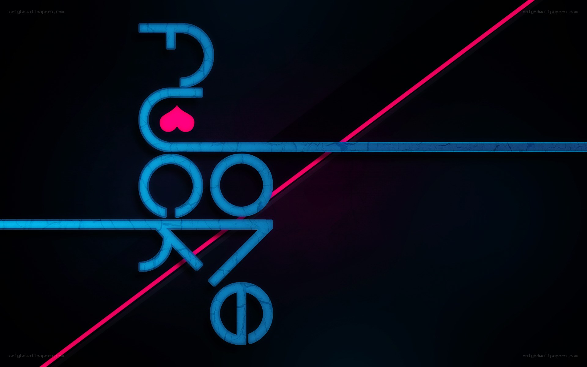 Neon text art with heart