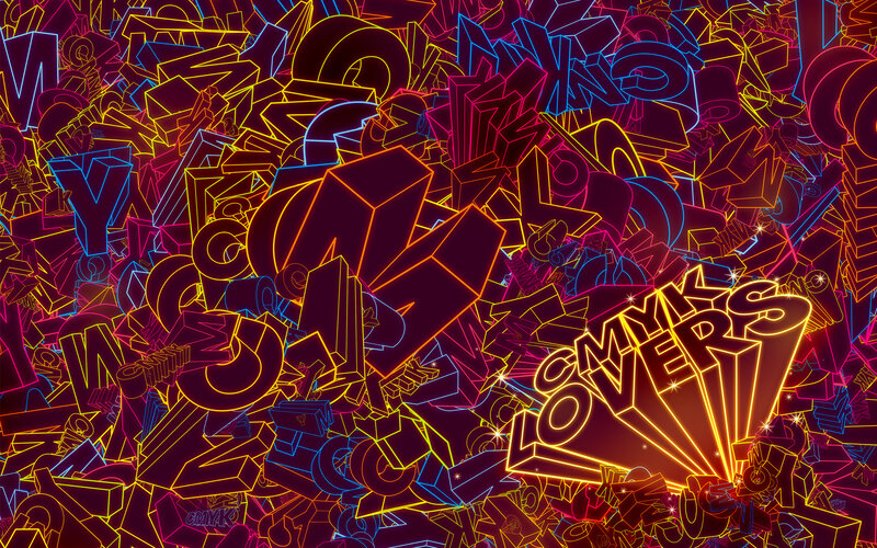Neon Text Collage — Yellow, Energetic
