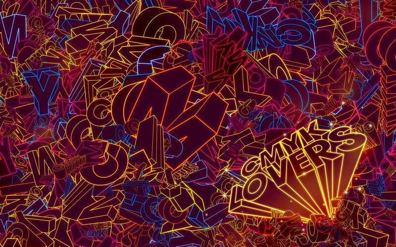 Neon Text Collage — Yellow