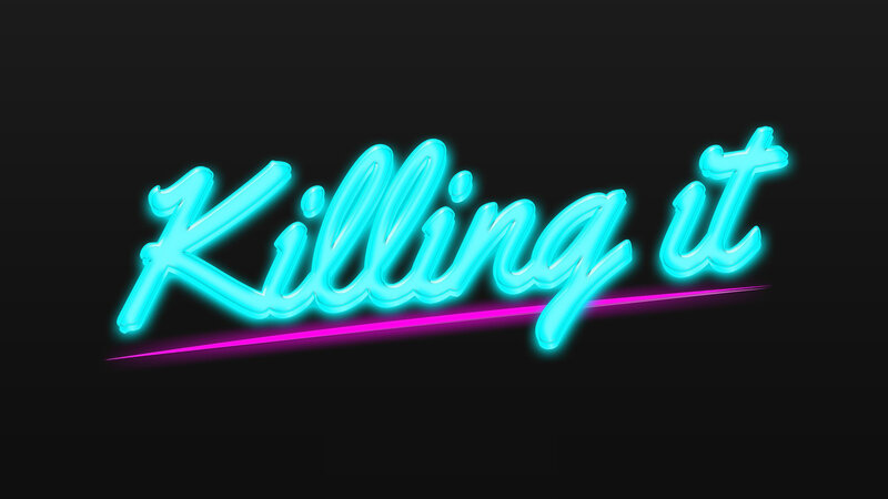 Neon Text Logo — Cyan