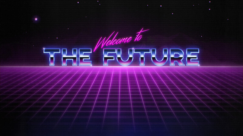 Neon Text on Grid — Purple, Futuristic