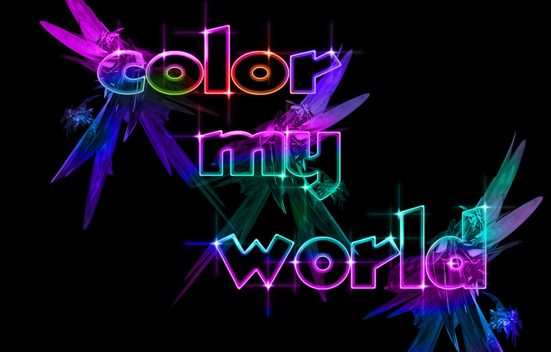 Neon Text with Fractal Shapes
