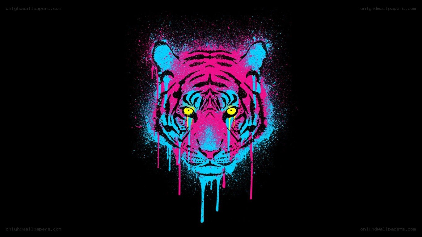 neon tiger graffiti art