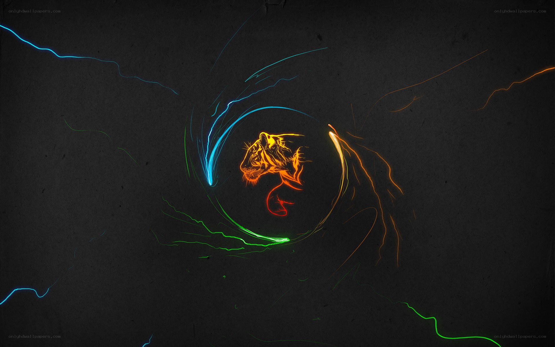 neon tiger light art