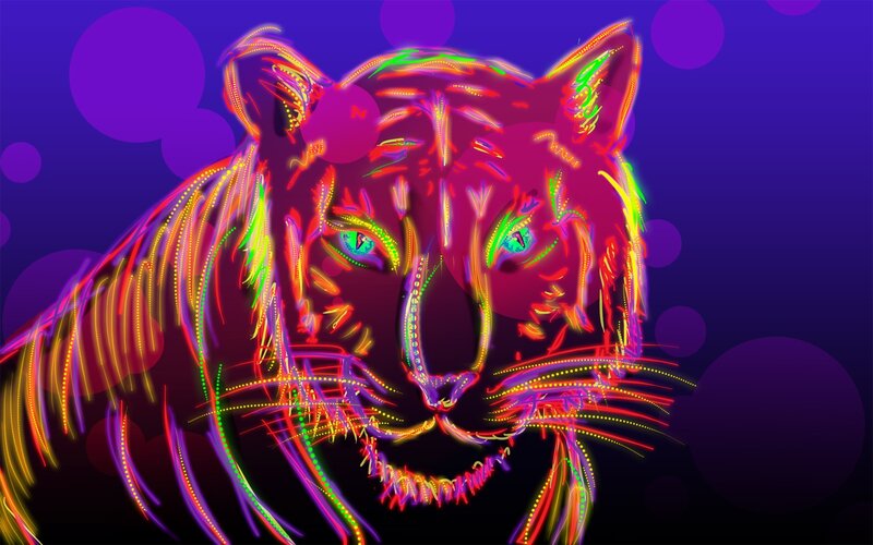 neon tiger portrait
