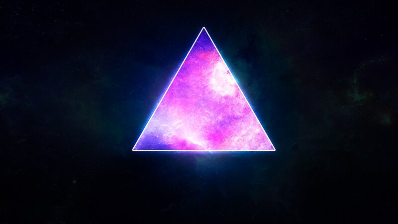 neon triangle in space