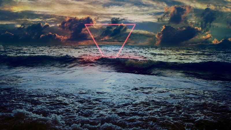 Neon Triangle over Ocean