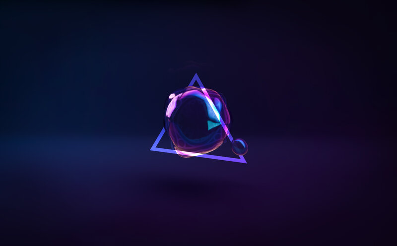 Neon Triangle with Sphere