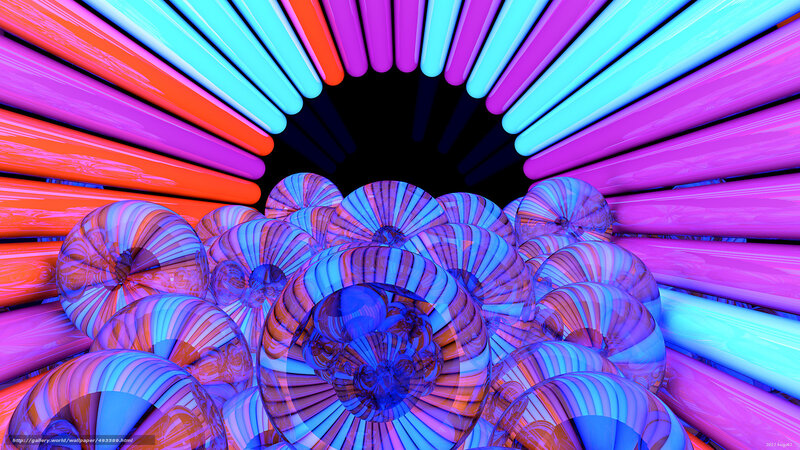 neon tunnel with fractal spheres