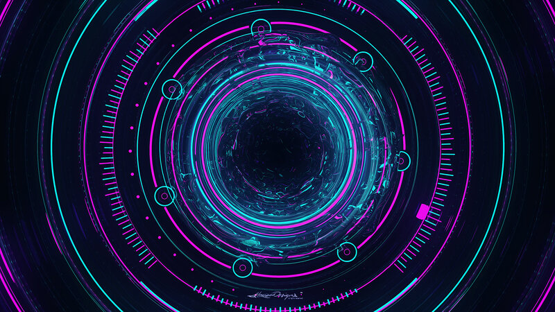 Neon Tunnel with Rings