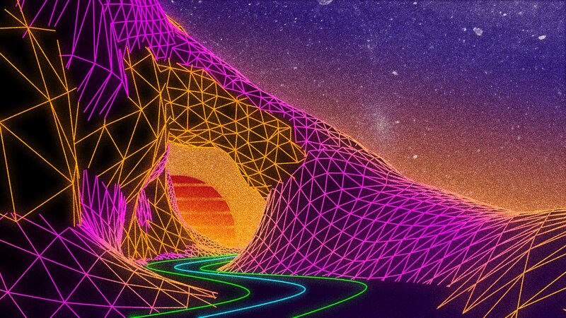 Neon Wireframe Landscape