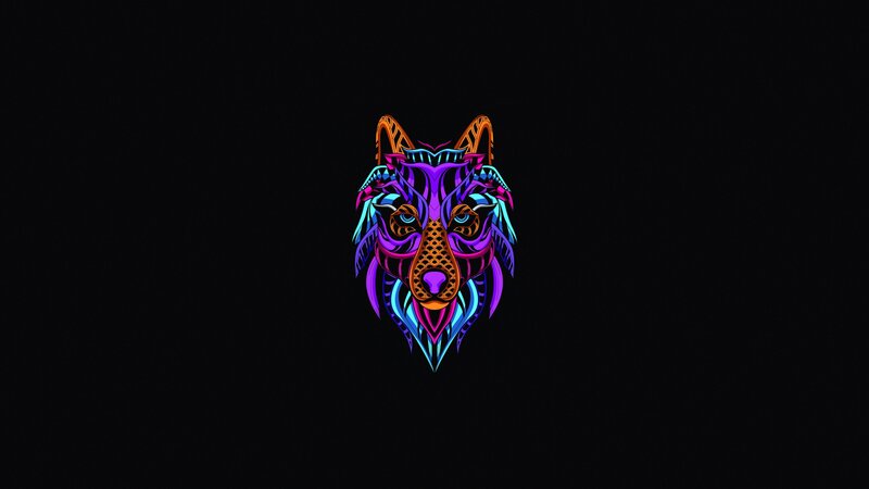 Neon Wolf Head