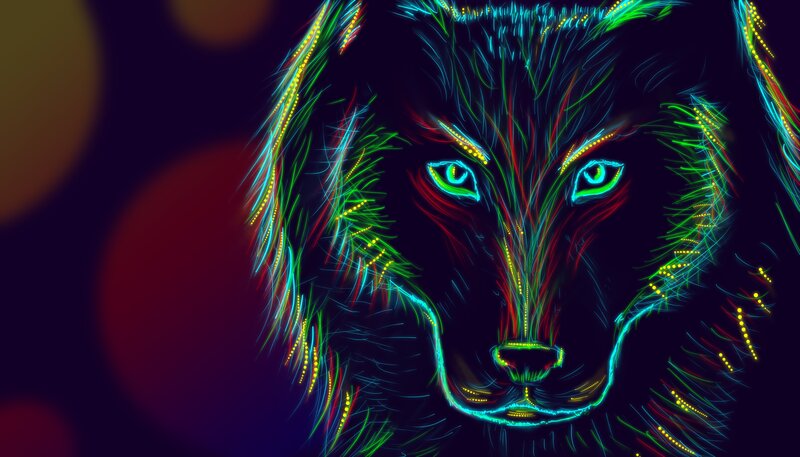 neon wolf portrait