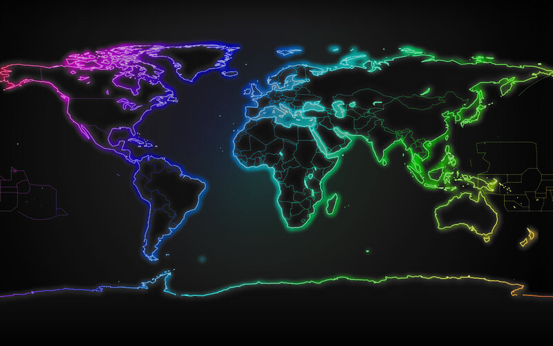 neon world map