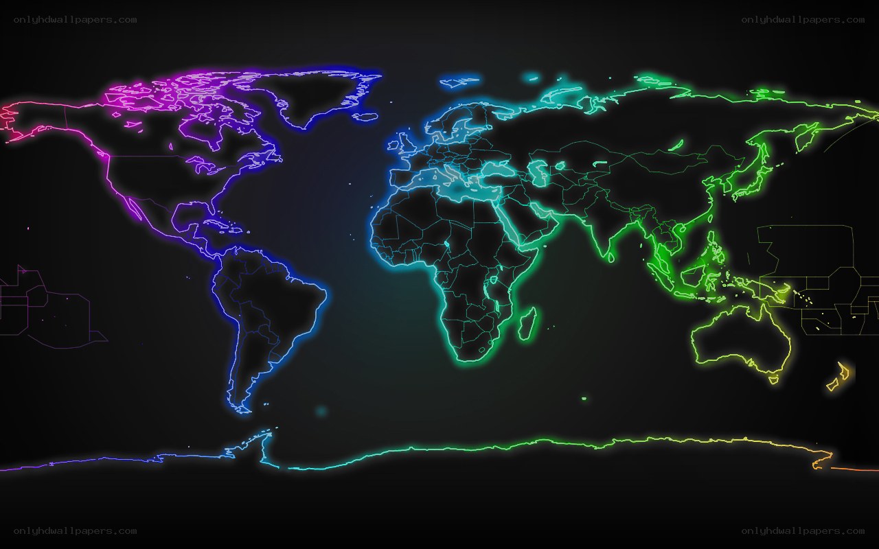 neon world map