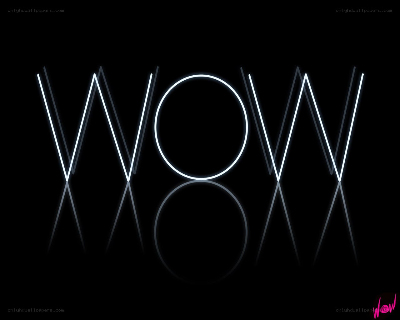 Neon 'WOW' text on black background