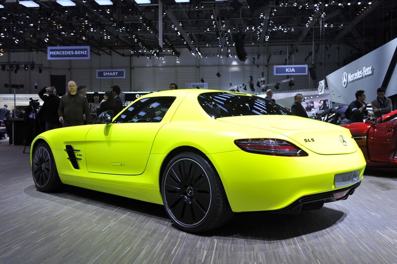 Neon yellow Mercedes SLS AMG