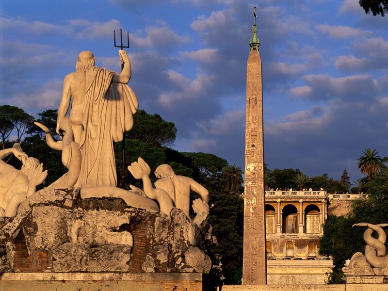 Neptune Fountain and Obelisk in Rome