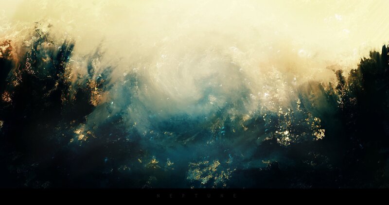 Neptune Planet Surface — Blue, Dramatic, Digital Art