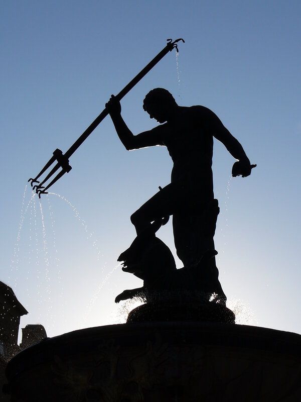 Neptune statue silhouette
