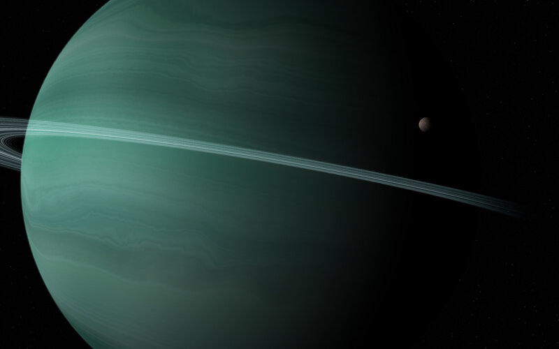 Neptune with rings and moon