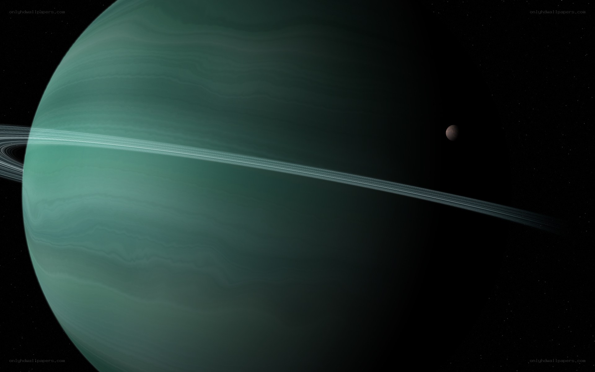 Neptune with rings and moon