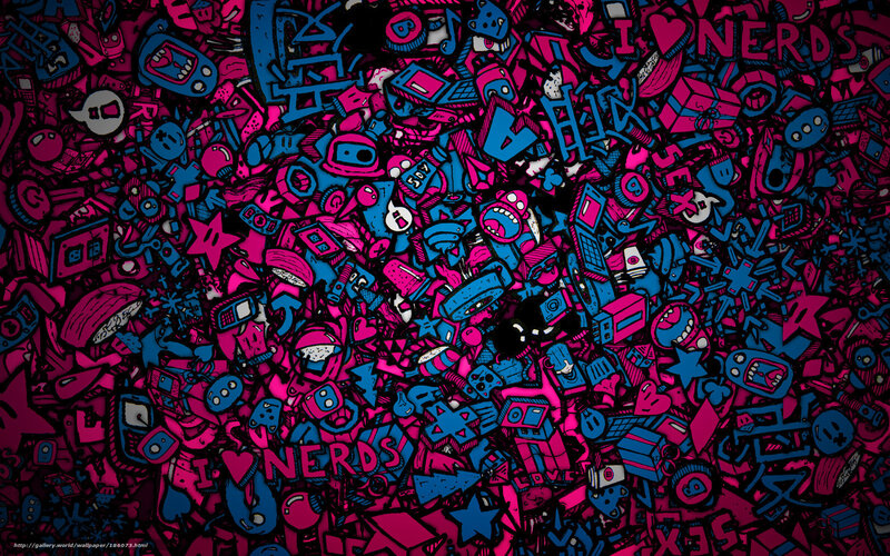 nerd-themed doodle collage