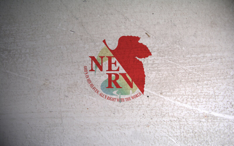 NERV logo on concrete